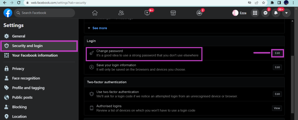 Facebook Settings Security and Login