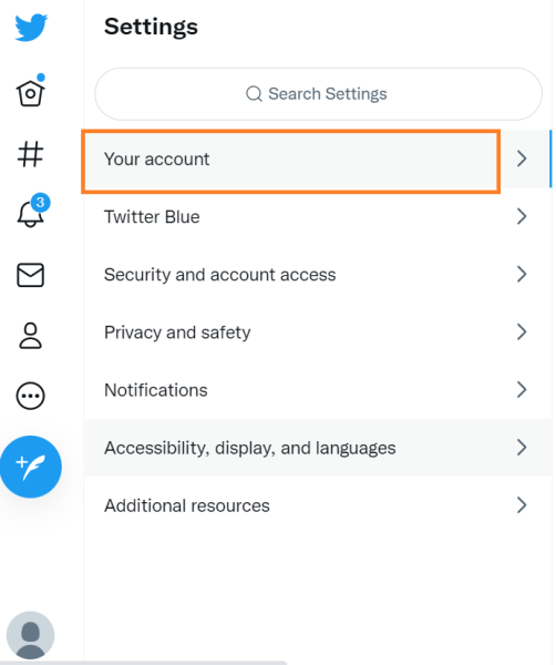 Your Account in Twitter for Windows