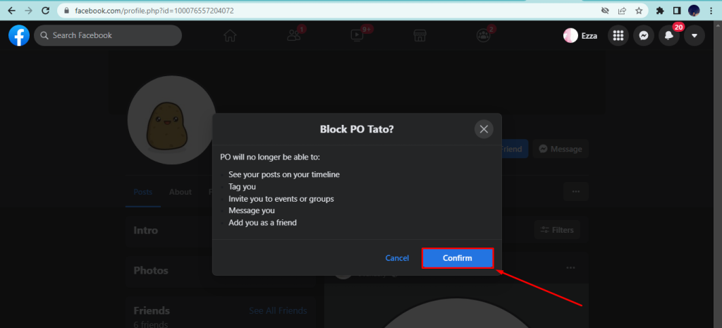 Block person confirmation