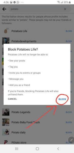 Blocking confirmation prompt