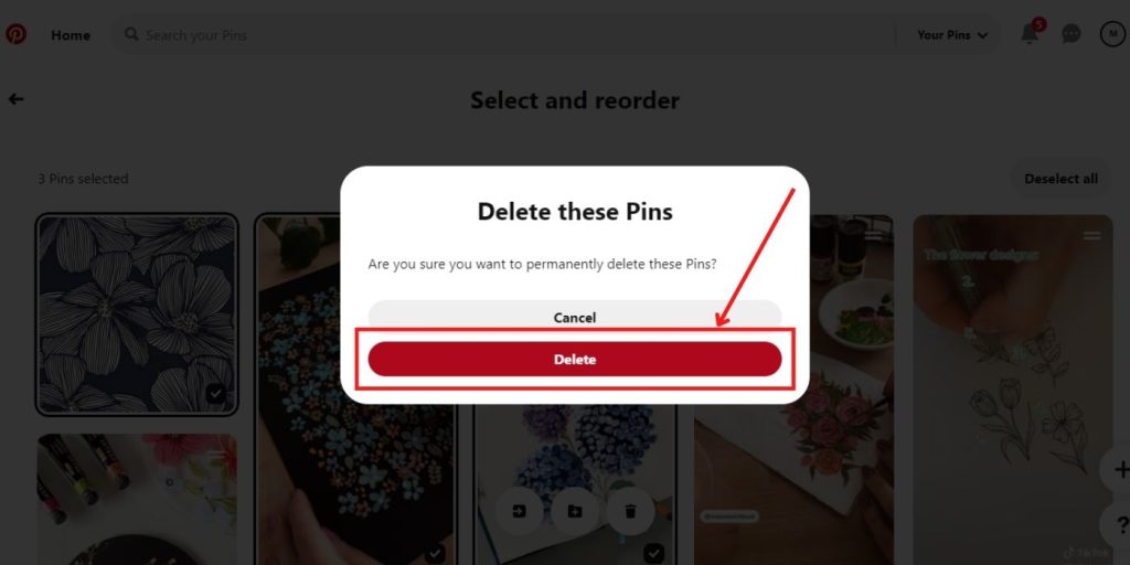 Delete these Pins Prompt