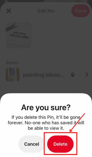 Delete this Pin prompt on the iPhone app