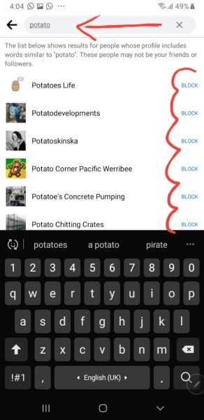 List of people to block