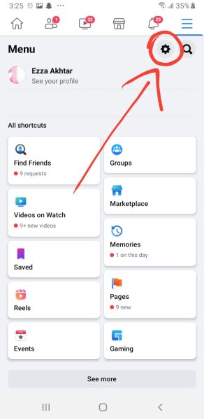 Settings & privacy in menu