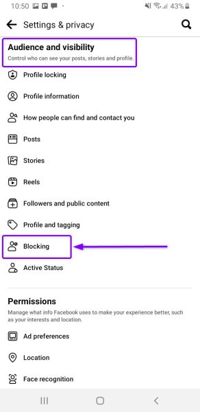 Blocking settings