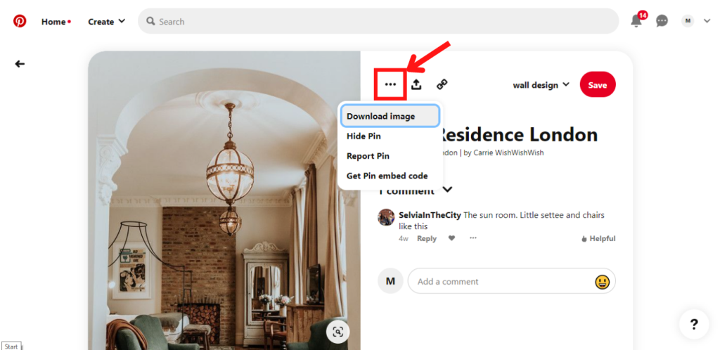 Click on the three tiny dots and select Download image