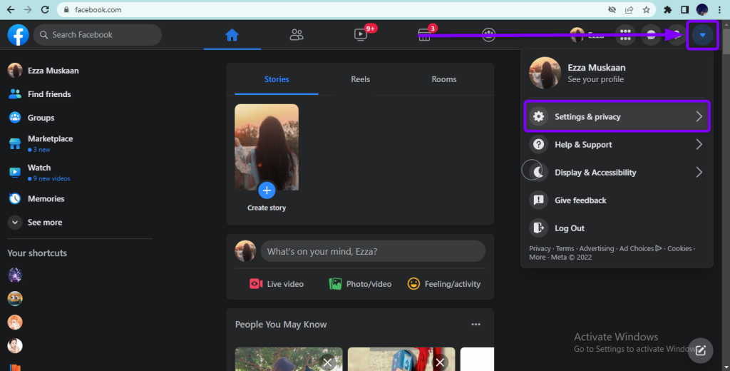 Facebook Settings & privacy