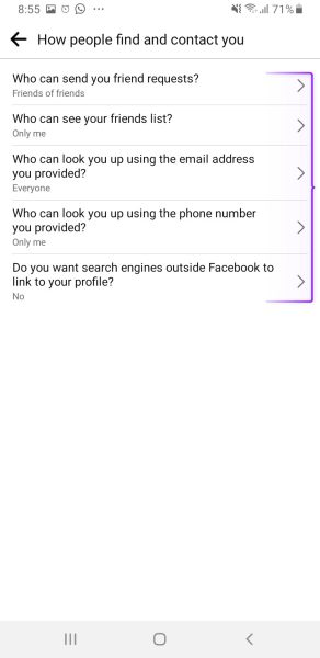 How people find and contact you settings