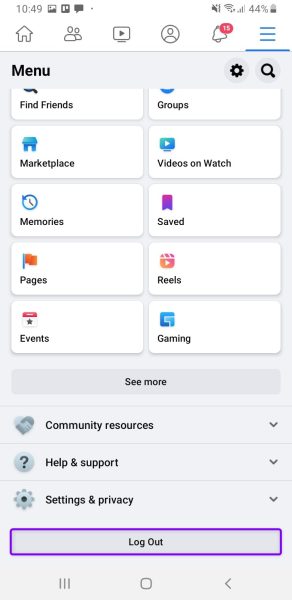 Log Out option