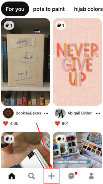 Pinterest homepage in the iPhone app