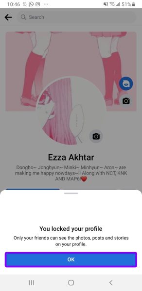 Profile locked notif