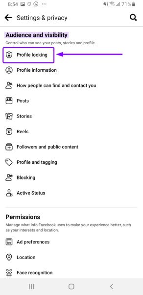 Profile locking option