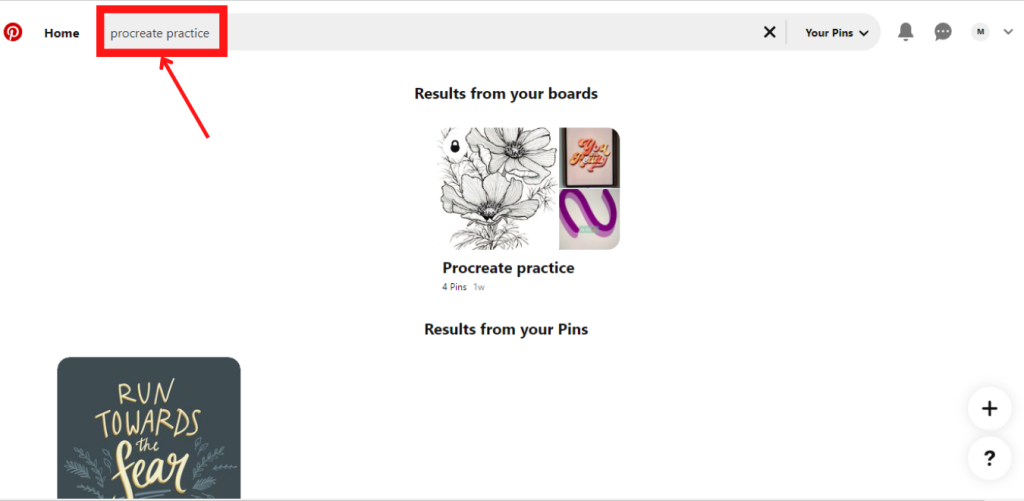 Search Bar on the Pinterest webpage