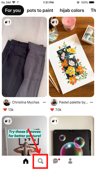 Search for images on Pinterest