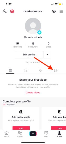 Tap the Bookmark Button
