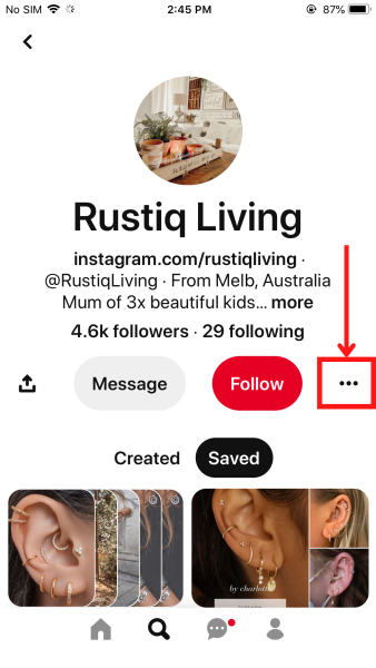 Three tiny dots icon for personal or business profiles