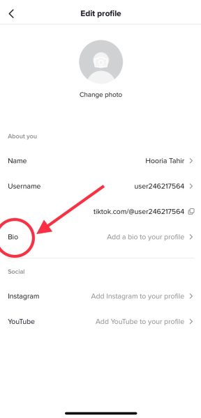 TikTok Bio change