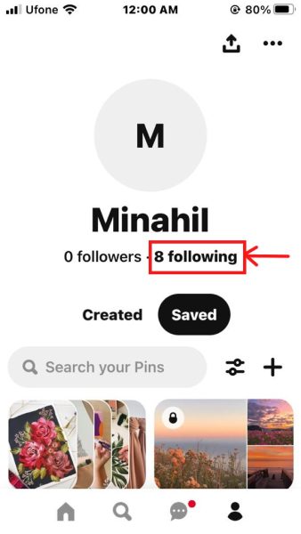 Pinterest Profile page