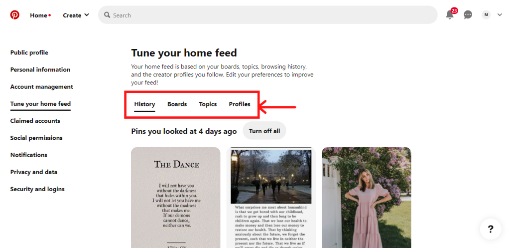 Tune your Home Feed tabs