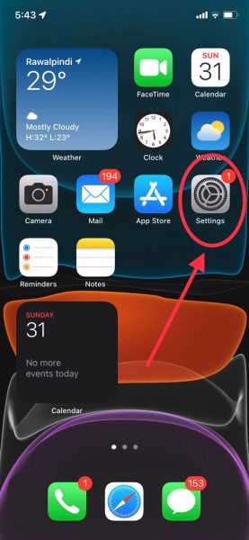 iPhone settings
