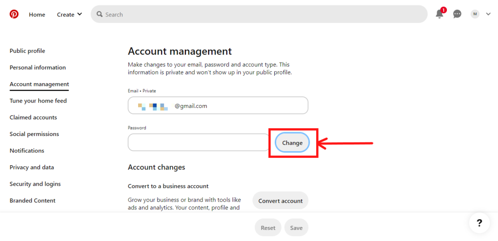 Account management in Pinterest