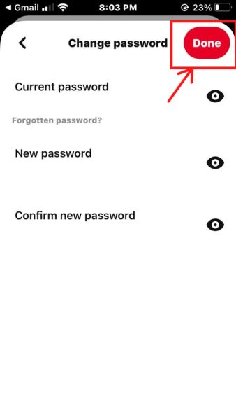 Change password in Settings