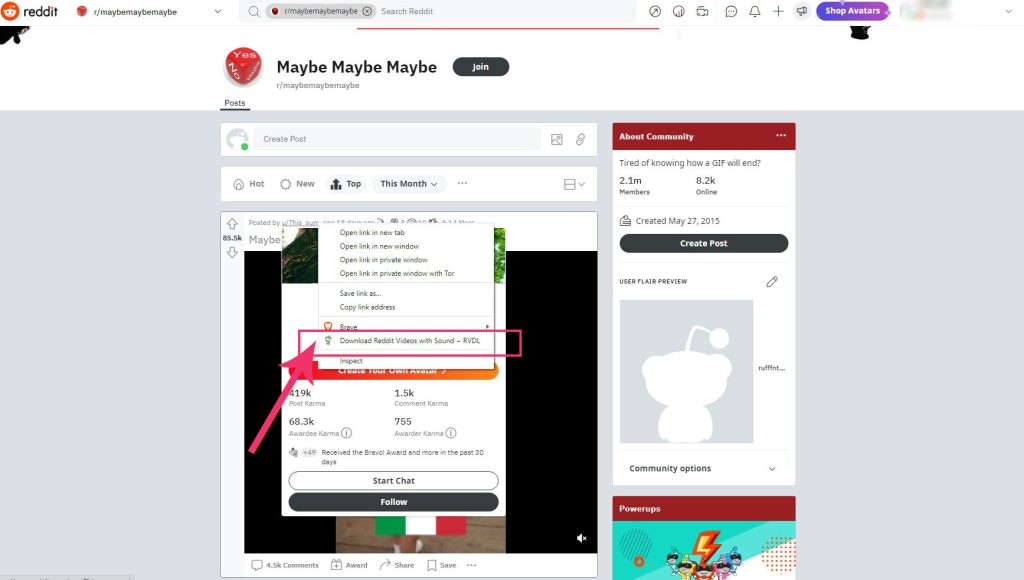 Dropdown on video post