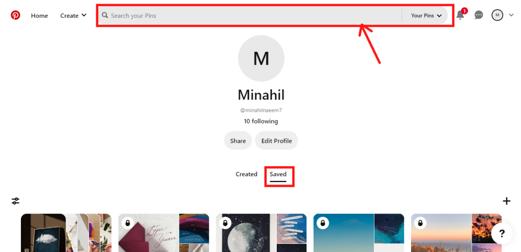 Pinterest Profile page