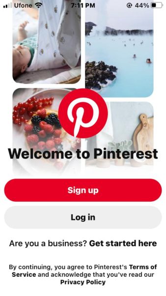 Pinterest log in