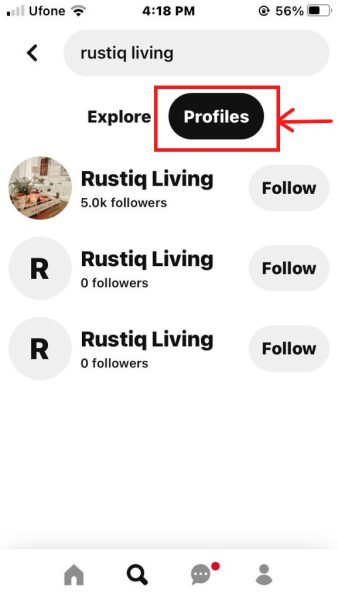 Pinterest search bar