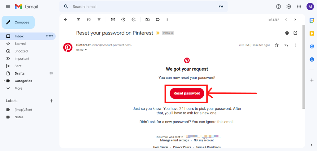 Reset password email