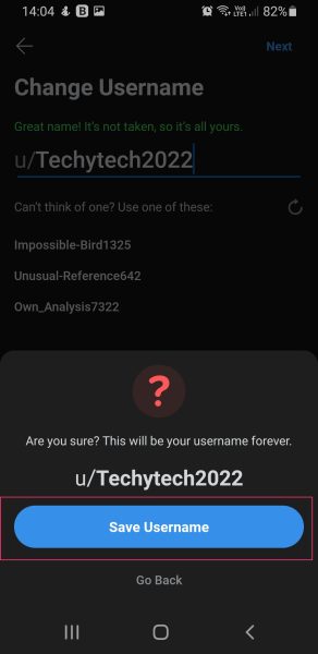 Save username on Reddit app