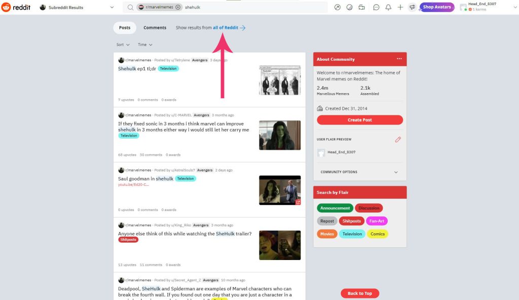 Show results from all of Reddit
