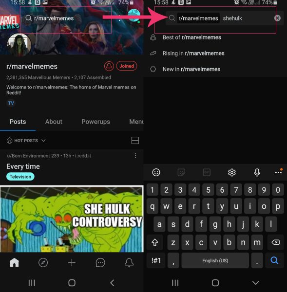 Subreddit on Reddit app