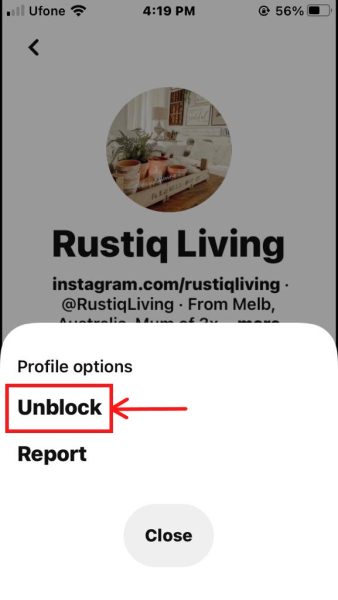 Unblock option