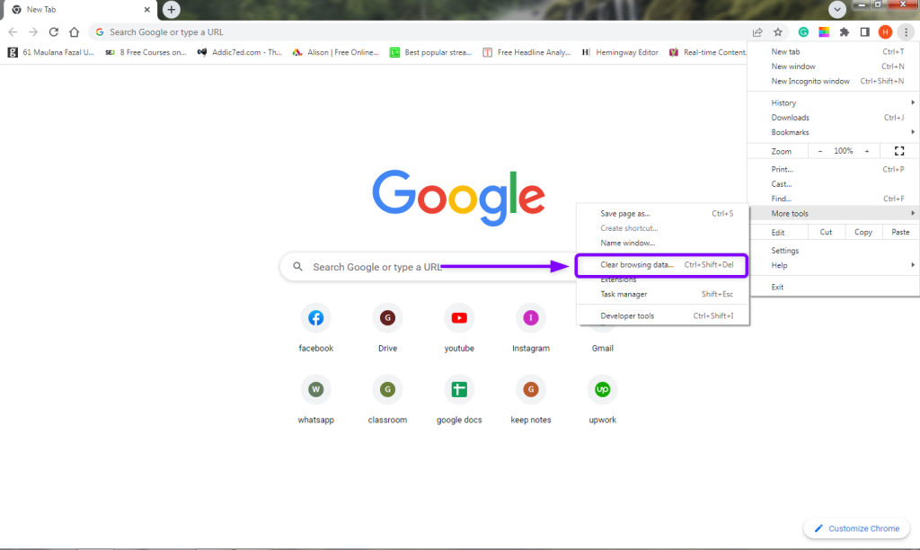 Clear browsing data