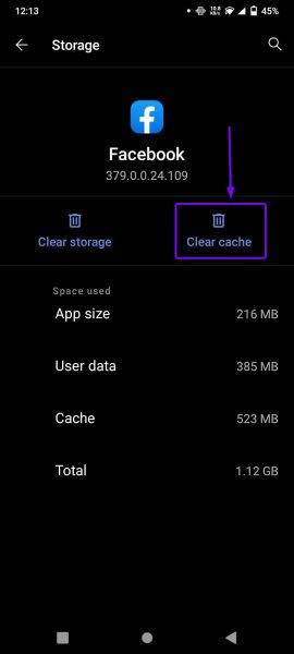 Clear cache