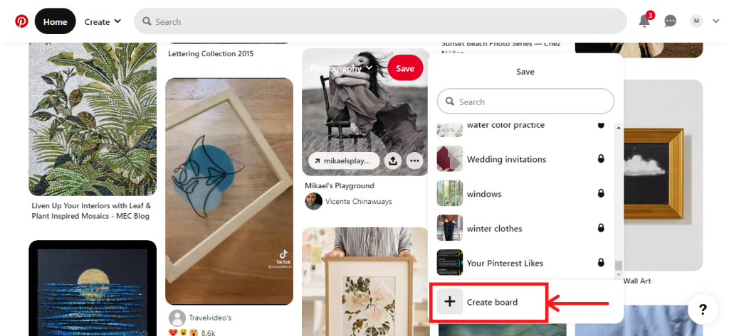 Create Board while saving a pin