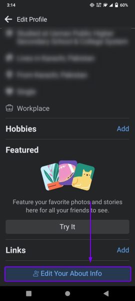 Edit about info