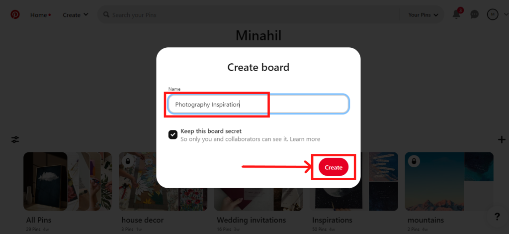 Enter Board name