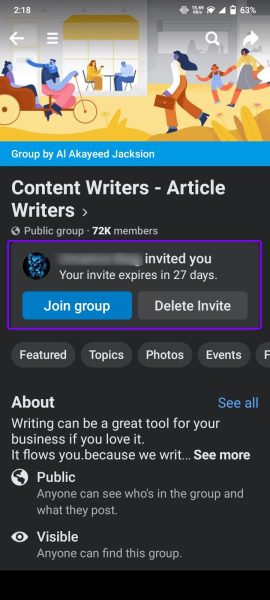 Group invite