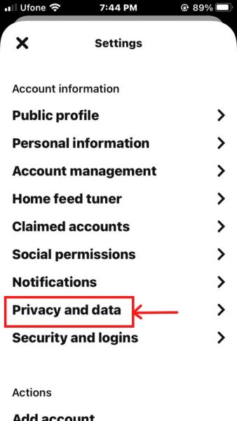 Privacy and data option