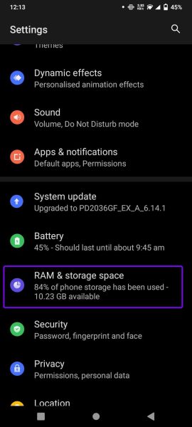 RAM & storage space