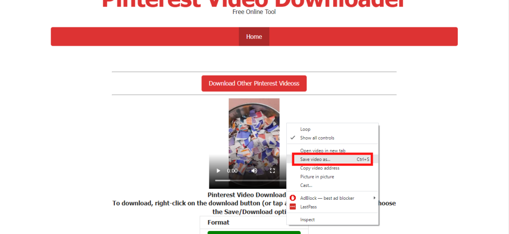 Save video as option