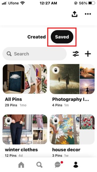 Saved section