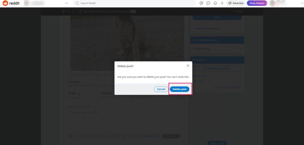 Delete Post option